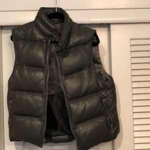 Down leather vest